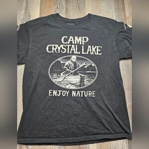 HALLOWEEN Camp Crystal Lake Black Long Sleeve tshirt Large Jason